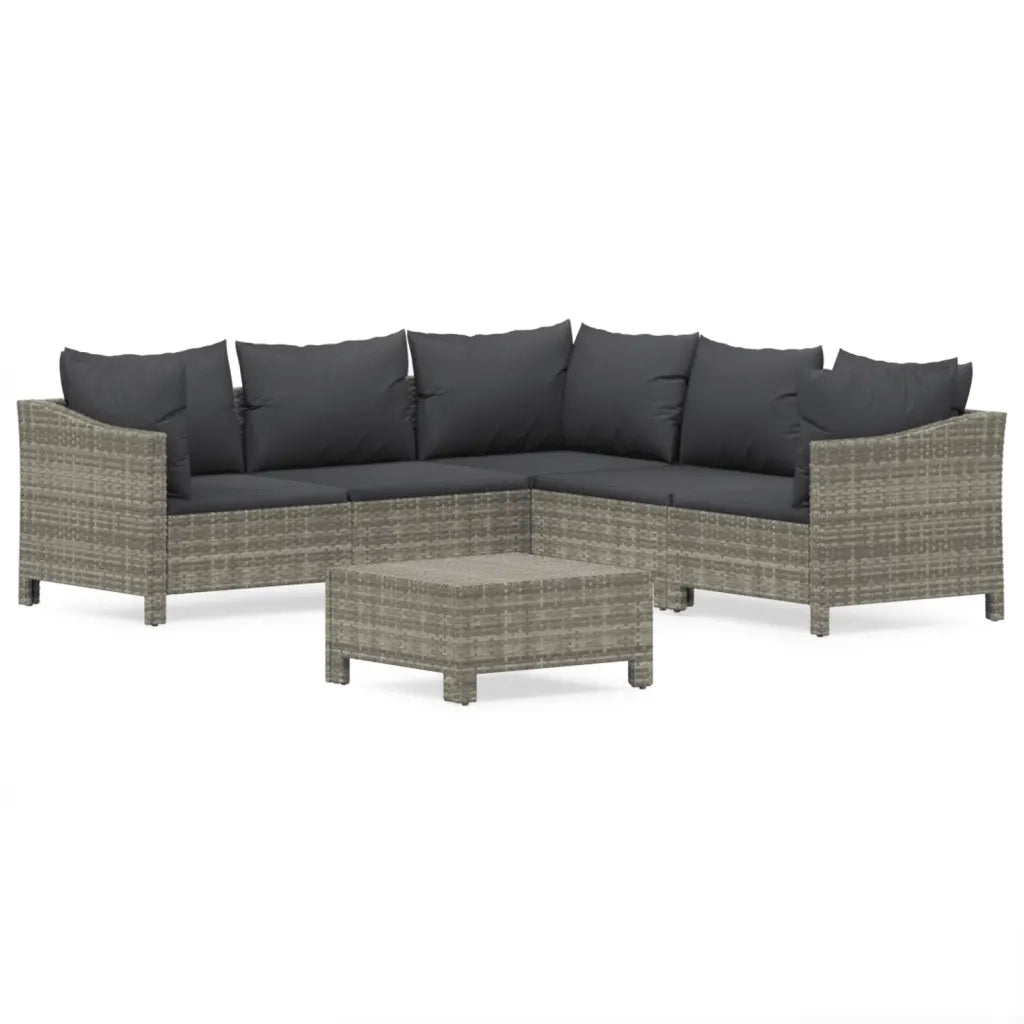 Set Divani da Giardino 6 pz con Cuscini in Polyrattan Grigio 3187278
