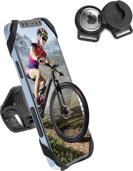 Supporto universale per smartphone da 45-7 pollici con AirTag, rotativo 360 gradi, nero