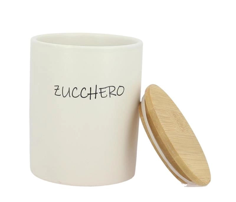 MAURY'S SET 2 BARATTOLI TONDI 10X13 CM SALE E ZUCCHERO CON TOP IN LEGNO