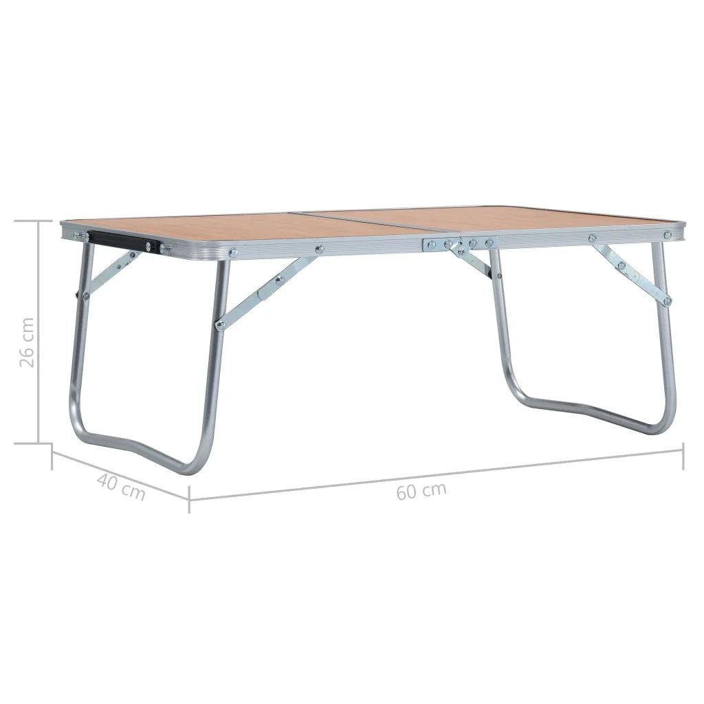 Tavolo Pieghevole da Campeggio Marrone in Alluminio 60x40cm CFW6595026