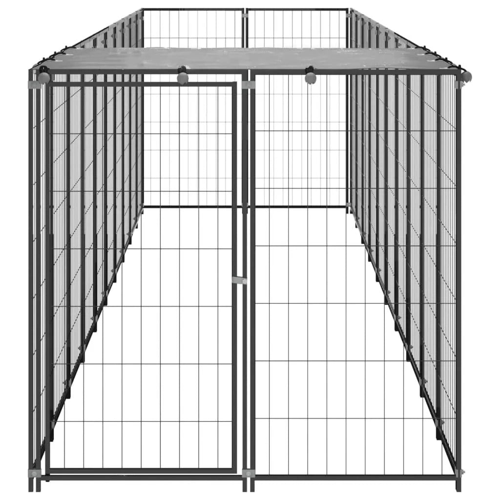Recinto per animali da esterno per cani 6,05 m² 110 cm acciaio nero 02_0000546