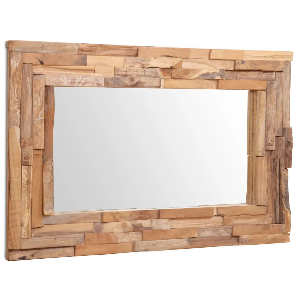 Specchio Decorativo in Legno di Teak 90x60 cm Rettangolare 244563
