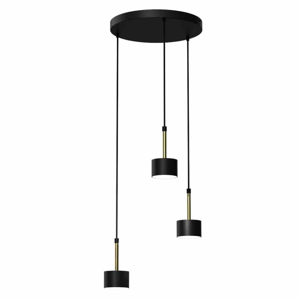 Lampadario a sospensione Milagro Arena 3 luci nero ottone
