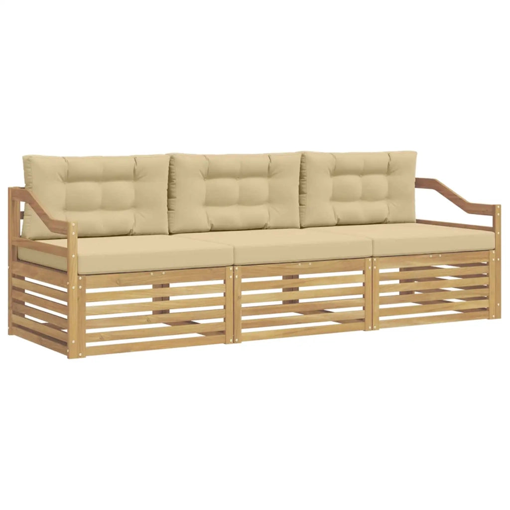 Set di divani da esterno 3 pcs Bianco e Beige Poliestere