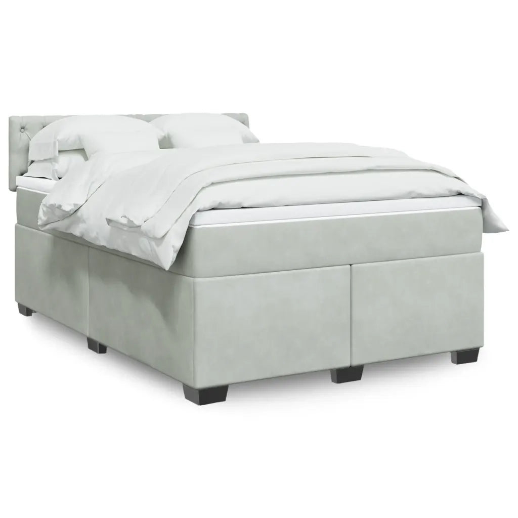 Giroletto a Molle con Materasso Grigio Chiaro 140x200cm Velluto