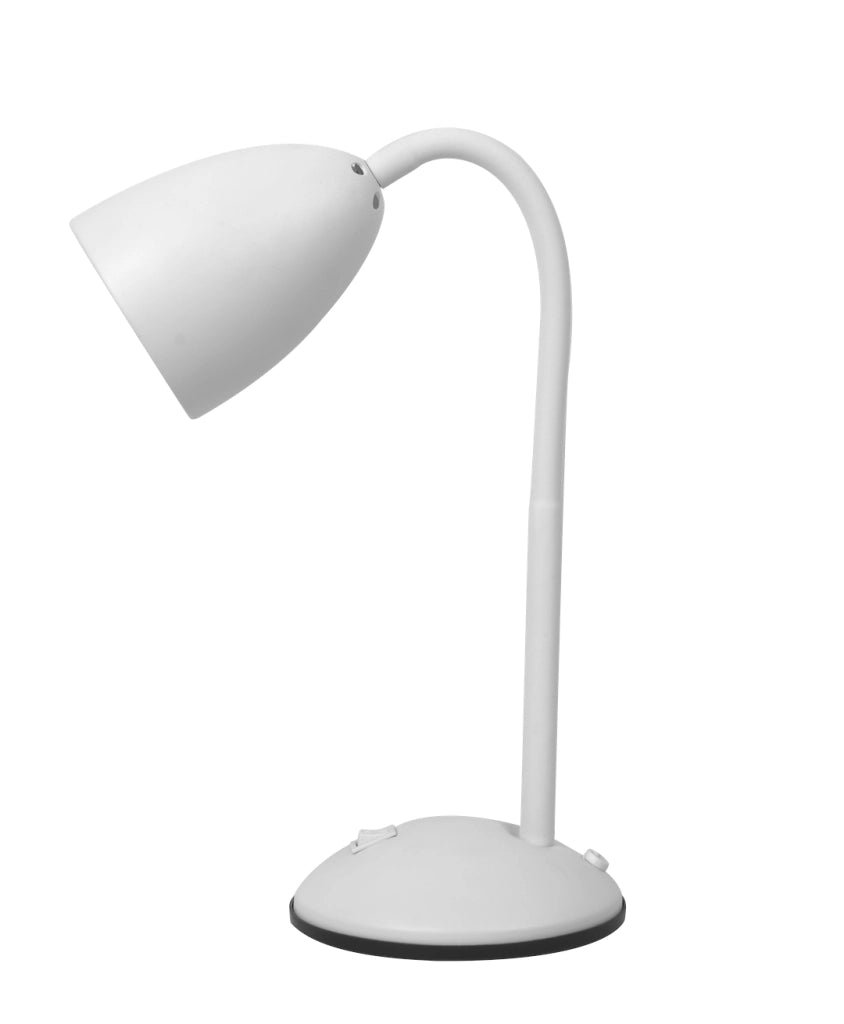 Lampada da scrivania minimal bianca braccio flessibile E27