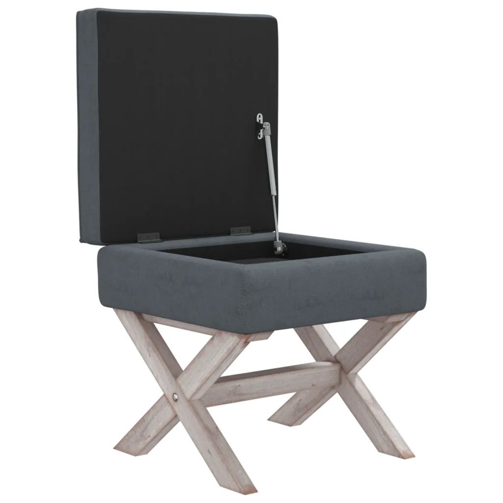 Sgabello Portaoggetti Grigio Scuro 45x45x49 cm in Velluto 344519