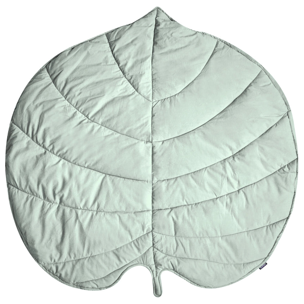 Tappeto per bambini in cotone verde chiaro a forma di foglia trapuntato 110 x 110 cm accessorio per la cameretta dei bambini