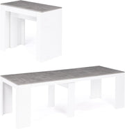 Consolle allungabile ORLANDO, 10 persone, 235 cm, legno bianco ed effetto cemento