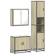 Set Mobili da Bagno | Armadio da bagno 3 pz Rovere Sonoma in Legno Multistrato