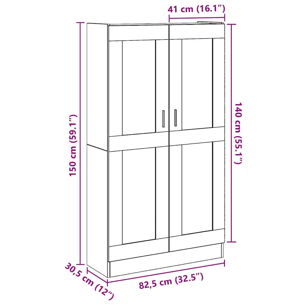 Credenza Alta Legno Antico 82,5x30,5x150 cm in Truciolato 3318718