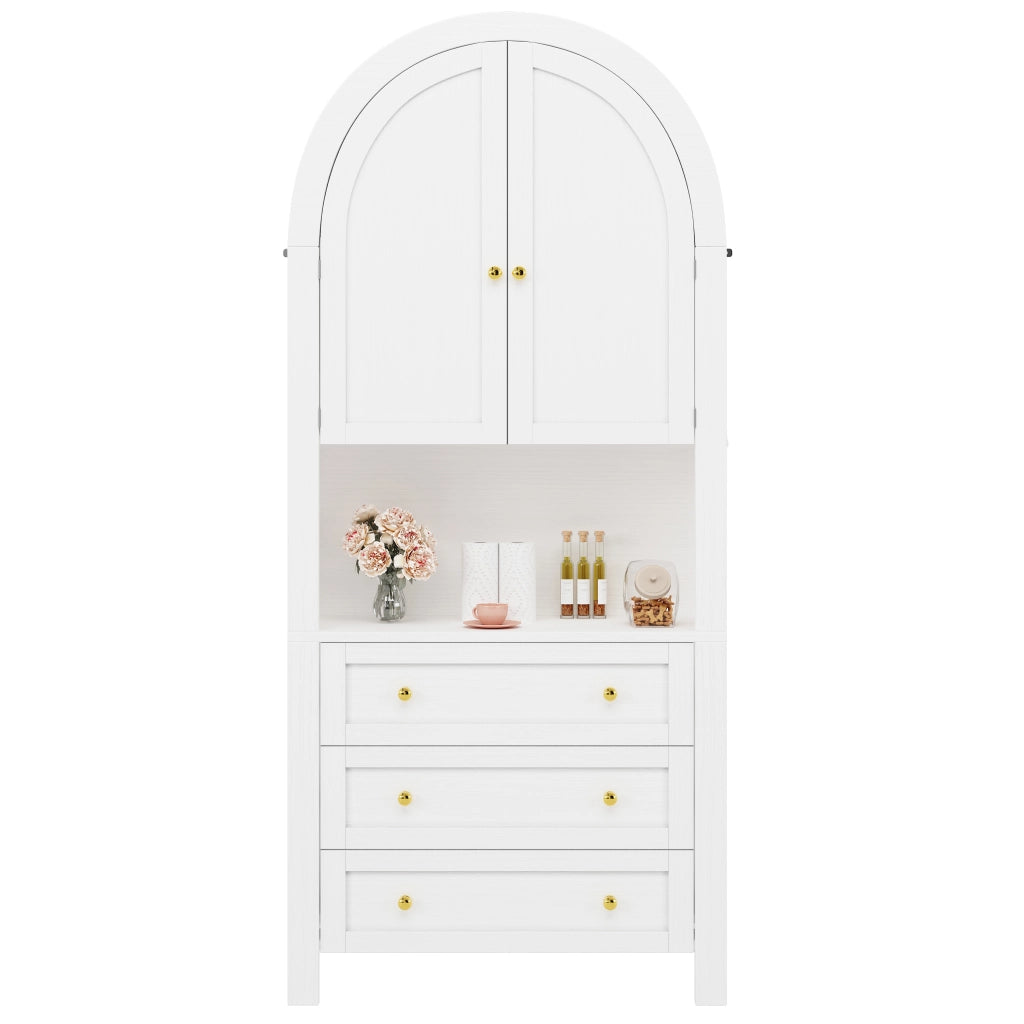 Libreria ad Arco con Ante e Cassetti ¨C MINIMAL ¨C Bianca, Legno, Soggiorno