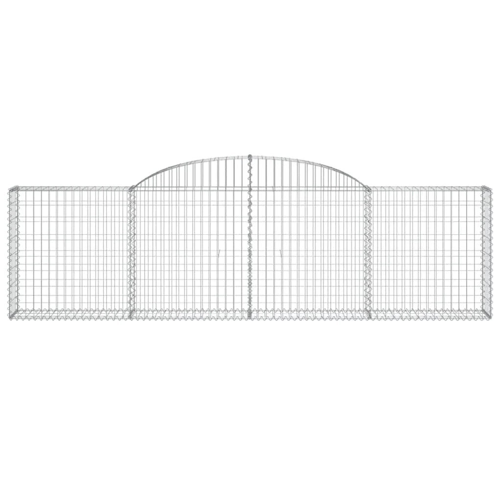Cestini gabbioni recinzione a gabbia muro di contenimento ad arco 17 pezzi 300 x 30 x 80/100 cm ferro zincato argento 02_0040477