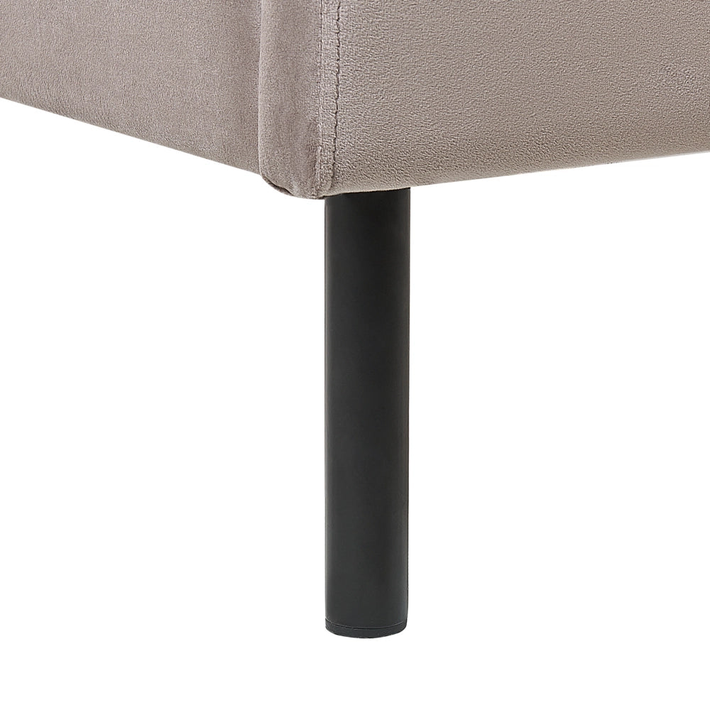 Letto con rete a doghe velluto tortora 180 x 200 cm testiera e gambe nere camera da letto soggiorno