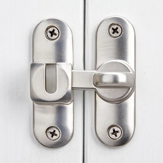 Slot per porta scorrevole in acciaio inox, 90/180 gradi, protezione della privacy - chiusura di sicurezza per porte scorrevoli, serrature per porte, hardware per porte di garage, finestre, porte di giardino, armadi, bagni e porte scorrevoli.