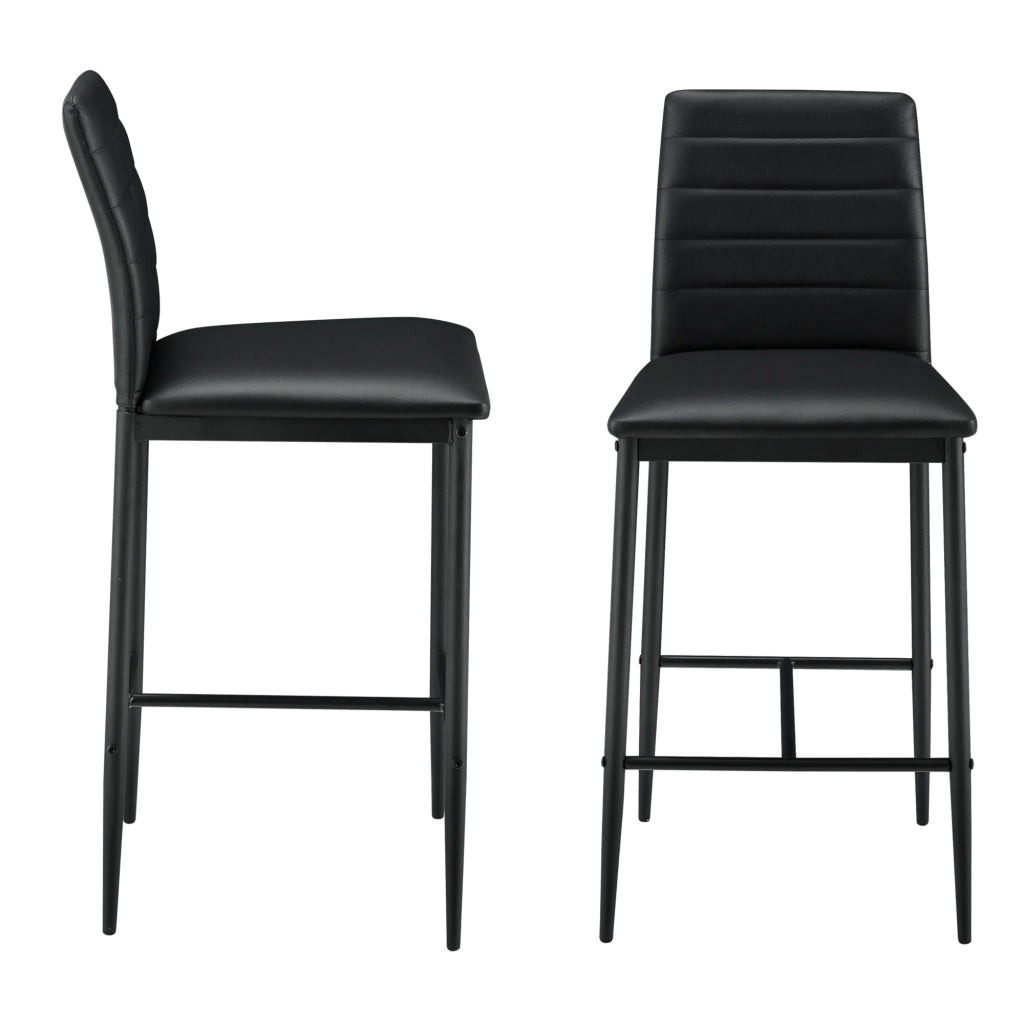 Set di 2 sgabelli/sedie da bar con gambe in acciaio seduta sintetica e altezza seduta di 66 cm nero 03_0005787