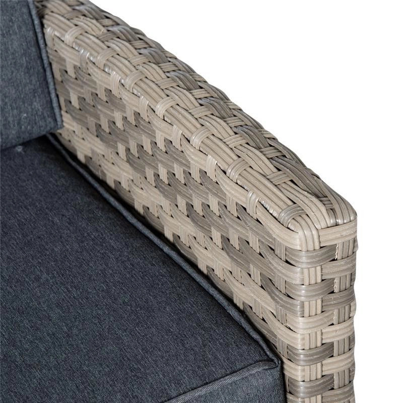 SET DA GIARDINO IN RATTAN PE CON DIVANO 3 POSTI 2 POLTRONE 2 SGABELLI E TAVOLO