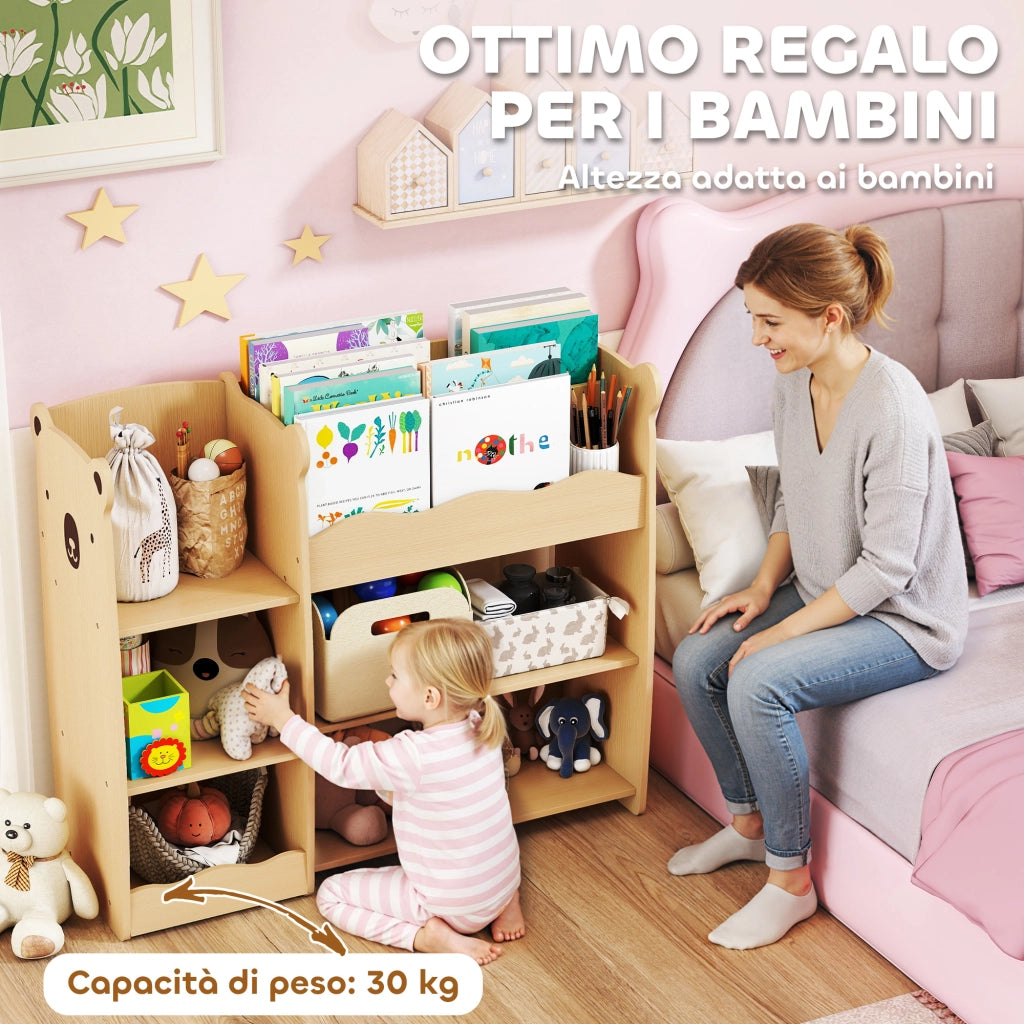 Libreria per Bambini con Ripiani Aperti e Scomparti ¨C zephmum ¨C Legno 92x29x79 cm