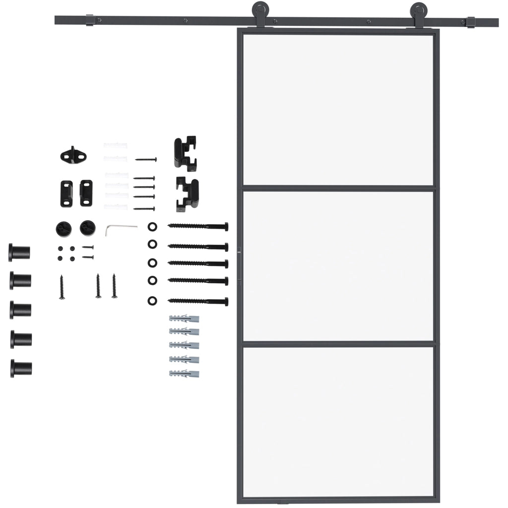 Kit accessori porta scorrevole 200 cm ¨C zephmum ¨C nero 200x40x0,6 cm