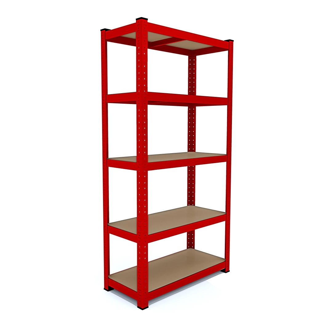 Scaffale In Metallo E MDF Ad Alta Portata Fino A 875 Kg Con 5 Ripiani Regolabili Ideale Per Garage Officina Cantina Capannone Magazzino Design Modulare 180 X 90 X 40 Cm Rosso