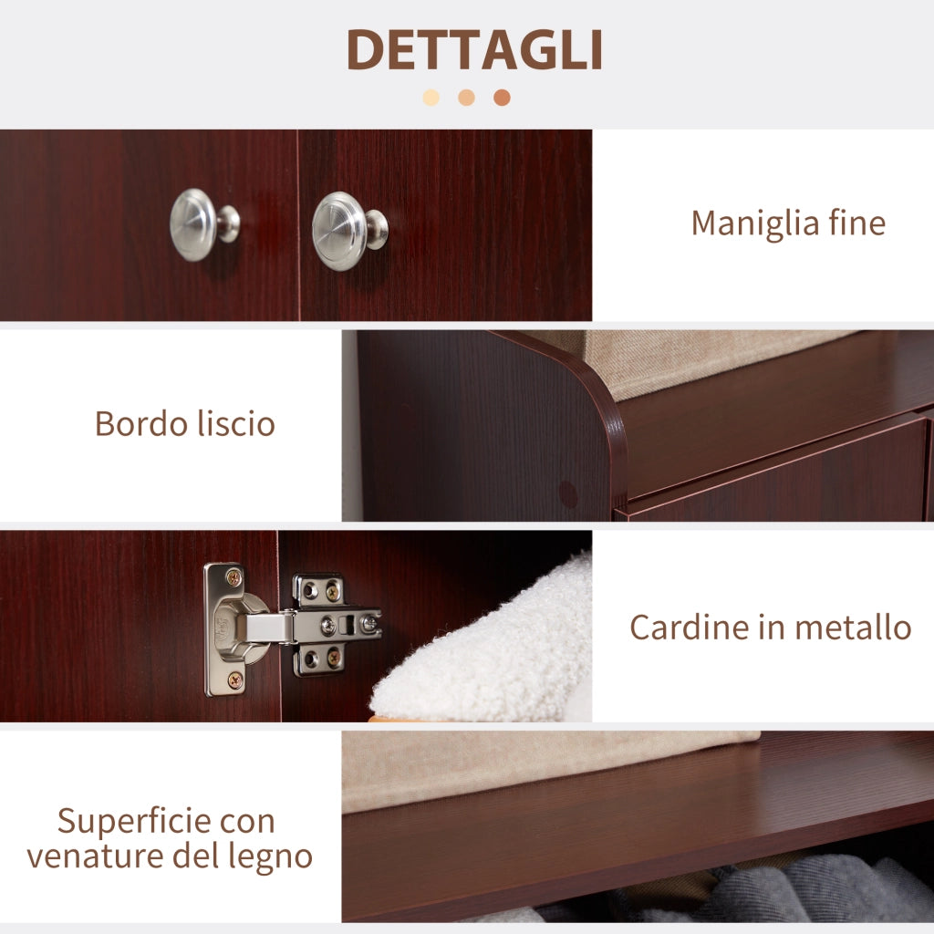 EasyComfort Armadio Scarpiera Moderno e Salvaspazio in Legno per 12 Paia con 4 Ripiani Aperti, 83x30x90 cm, color Caffè