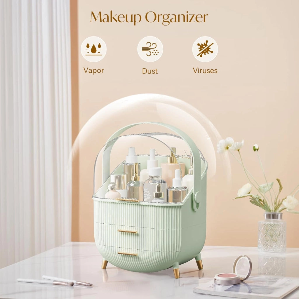 ZMH Porta trucchi da scrivania con più cassetti contenitore per cosmetici verde chiaro 29 x 19 x 38 cm
