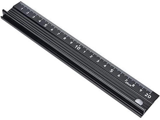 Strumento di Misura Lineare 20 cm - Lega di Alluminio - Striscia di Gomma Antiscivolo - Precisione - Strumento di Taglio a Linee - Protezione contro Incidenti - Righello