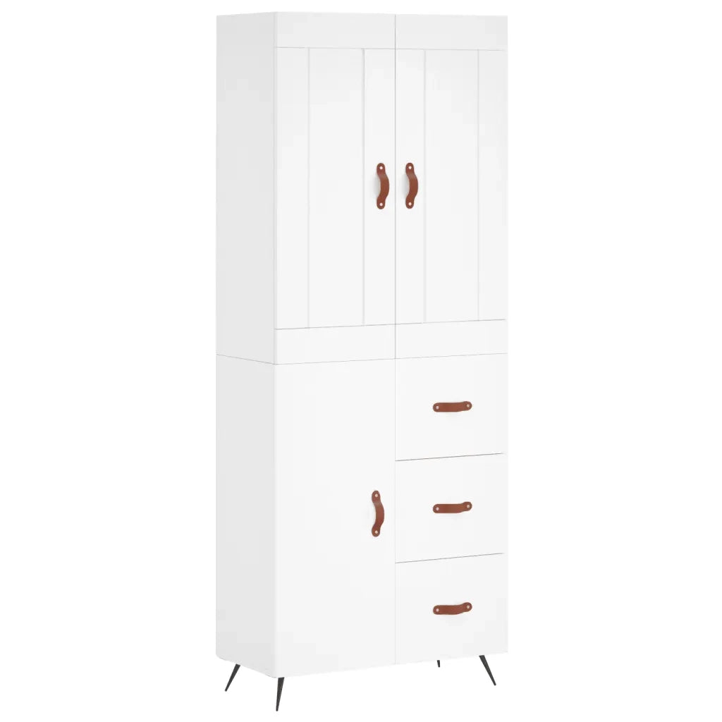 Credenza-Buffet-Armadio da cucina Bianca 69,5x34x180 cm in Legno Multistrato 662084