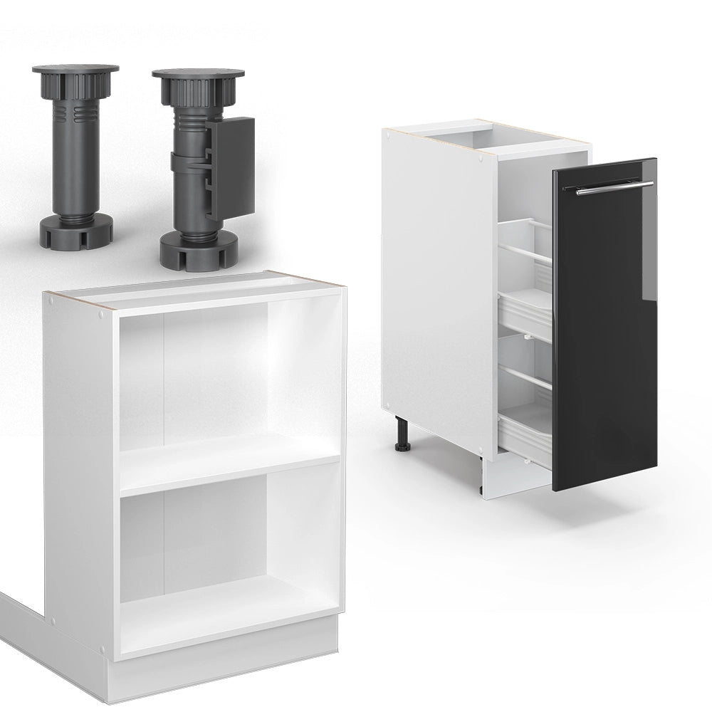 Isola cucina Fame-Line Antracite lucido/Bianco 90 cm con cassetto, senza piano di lavoro Vicco