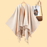Nuovo scialle monocromatico con nappe, diviso, double-face, jacquard 3D a onde, caldo cashmere