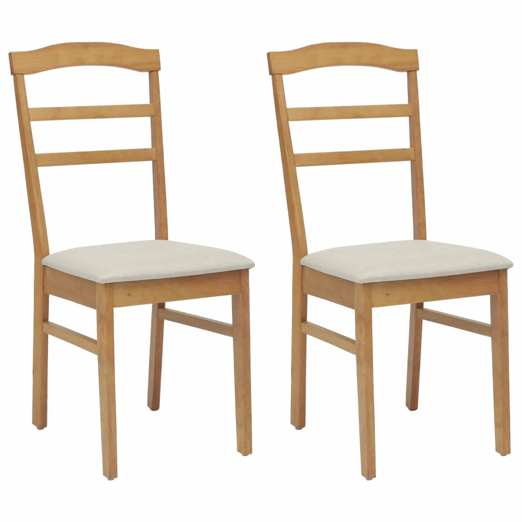 Sedia da pranzo 2 pcs Naturale e chiaro Legno di gomma solido