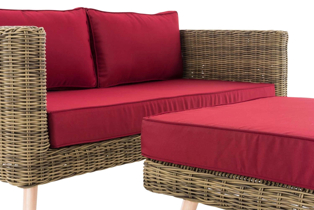 2er Sofa Molde mit FuЯhocker Rundrattan natura 40 cm (Hellbraun) 5