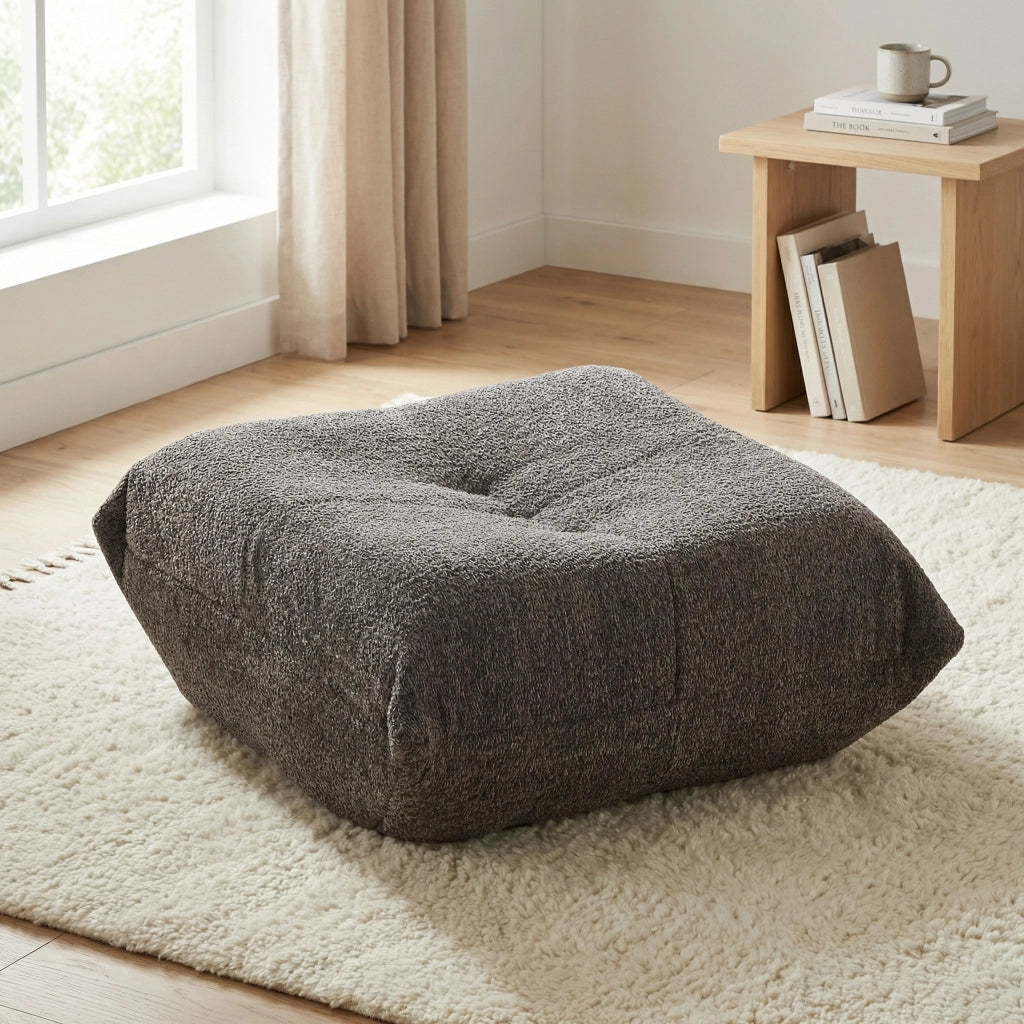 Poggiapiedi Divano Chenille ¨C MINIMAL ¨C Tessuto, Beige