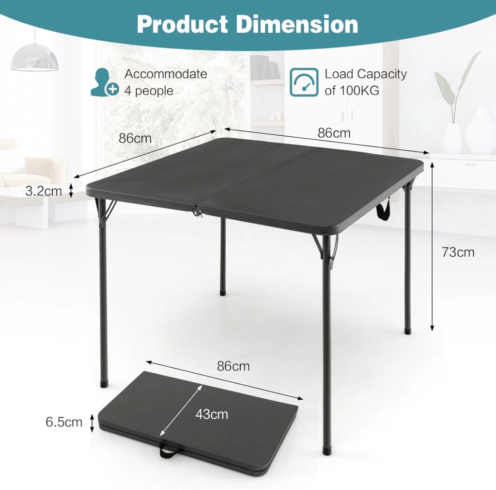 Tavolo Pieghevole da Campeggio, Tavolino Picnic Portatile e Salvaspazio con Cinghie per il Trasporto, in HDPE con e Acciaio, per Barbecue, Giardino, Esterno, Carico di 100 kg (Grigio)