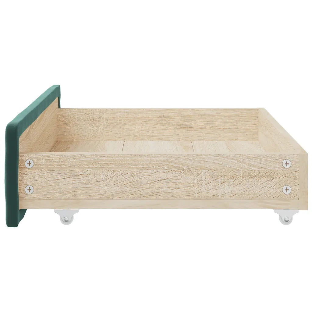 Cassetti da Letto 2 pz Verde Scuro Legno Multistrato e Velluto CFW5355132