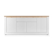 Buffet SASHA – 4 porte + 1 cassetto con LED integrato – Bianco laccato e Rovere Cadiz