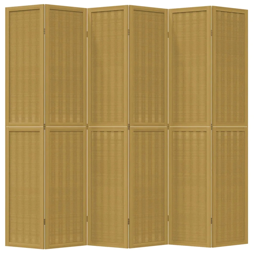 Divisorio Ambienti 6 Pannelli Marrone Legno Massello Paulownia 358828