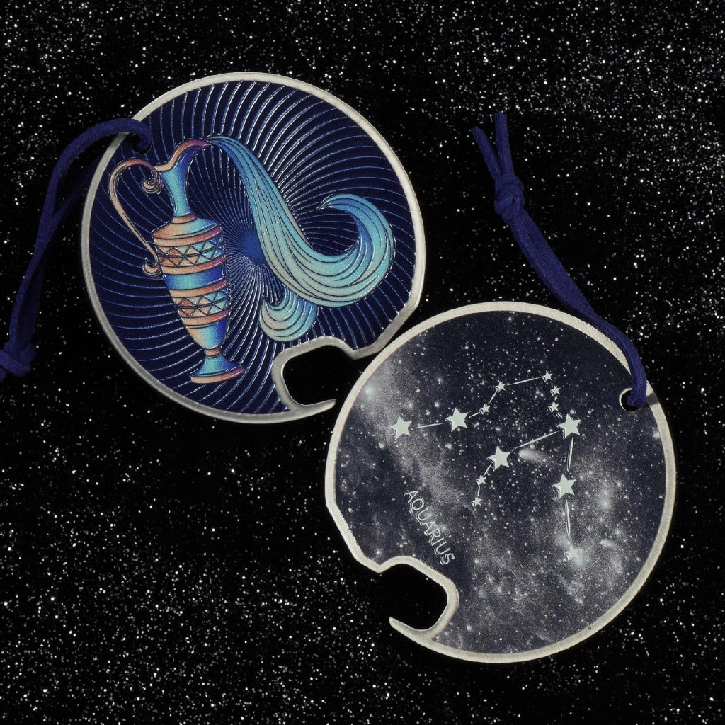 Apribottiglie KADAX in metallo, ideale come regalo per chi porta il segno zodiacale dell'Acquario, resistente e durevole.