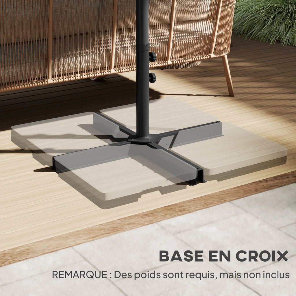 Ombrellone da giardino XXL con base a croce ¨C zephmum ¨C grigio 460x270x240 cm
