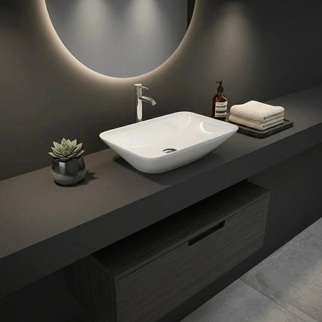 Lavabo appoggio rettangolare Rak Ceramics - Bianco