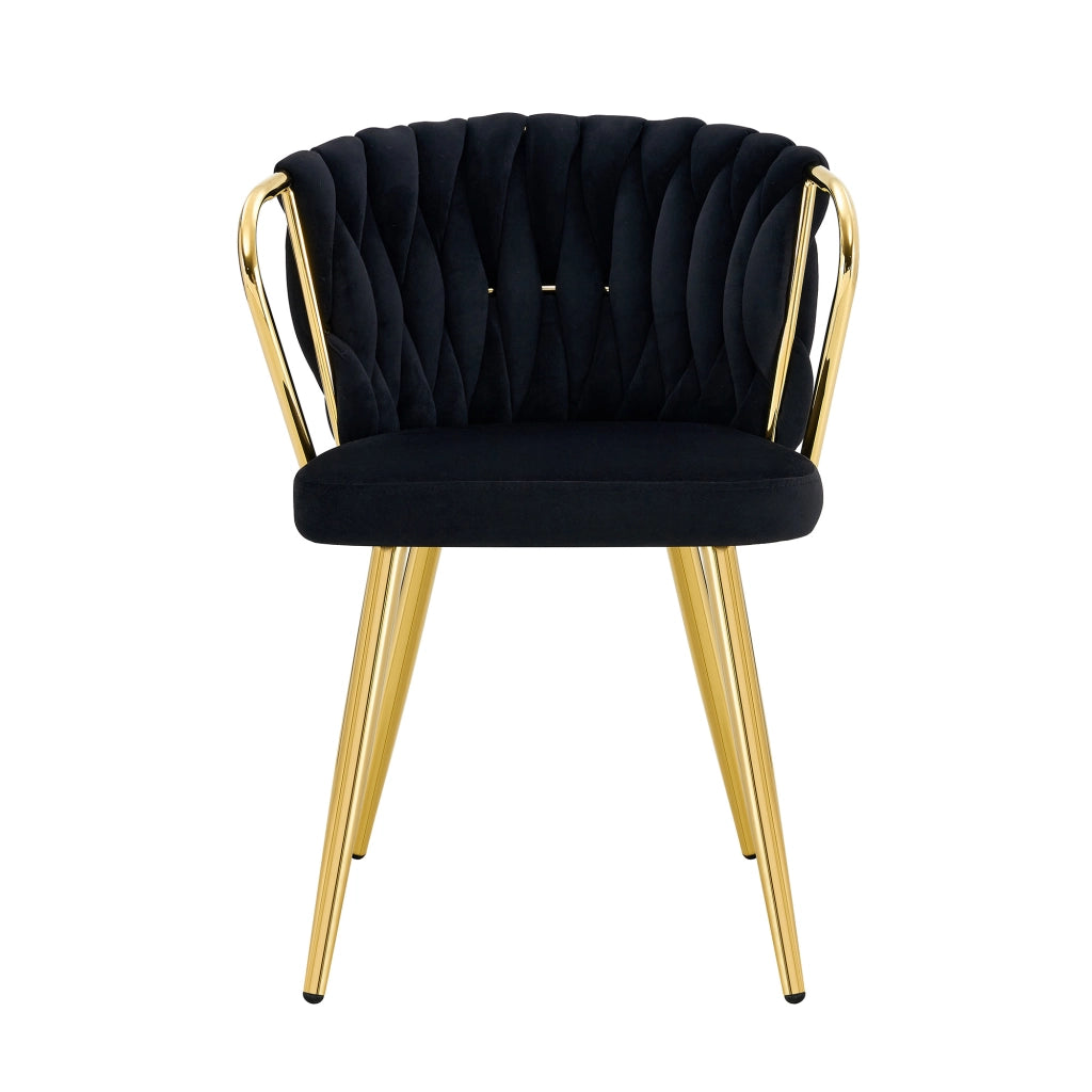 SEDIA da pranzo in velluto nero con gambe in metallo oro 59.5×51.5×45.5 cm