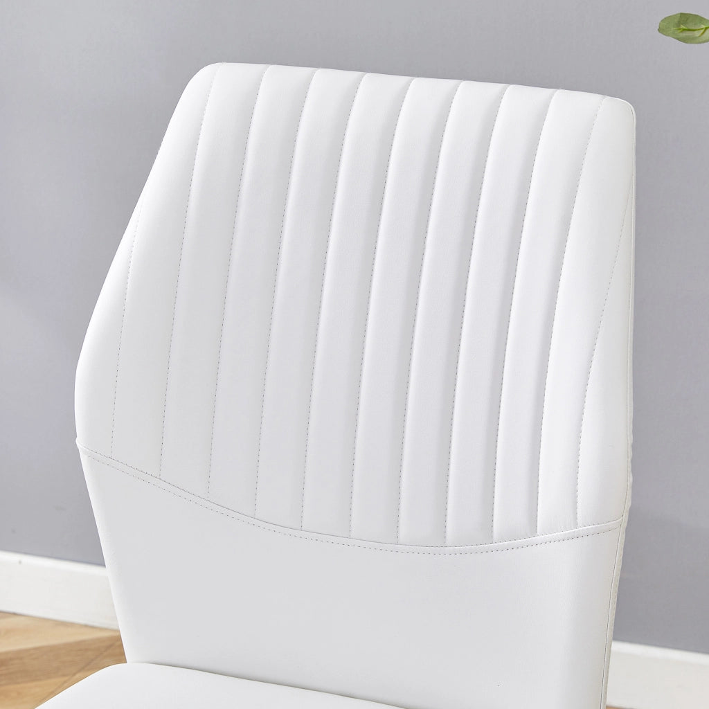 Set 4 Sedie da Pranzo Design ¨C MINIMAL ¨C Schienale PU Bianco Gambe Oro in Metallo