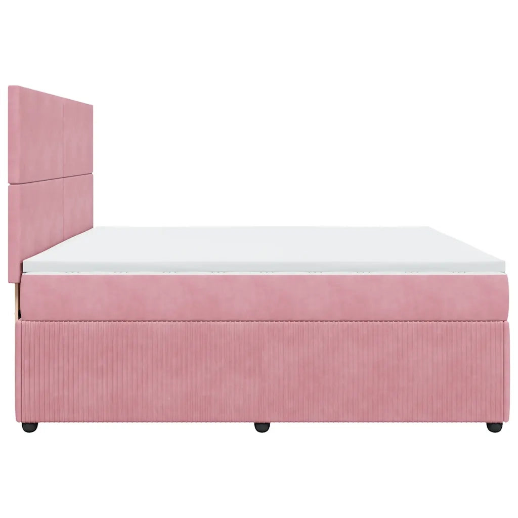 Giroletto a Molle con Materasso Rosa 200x200 cm in Velluto