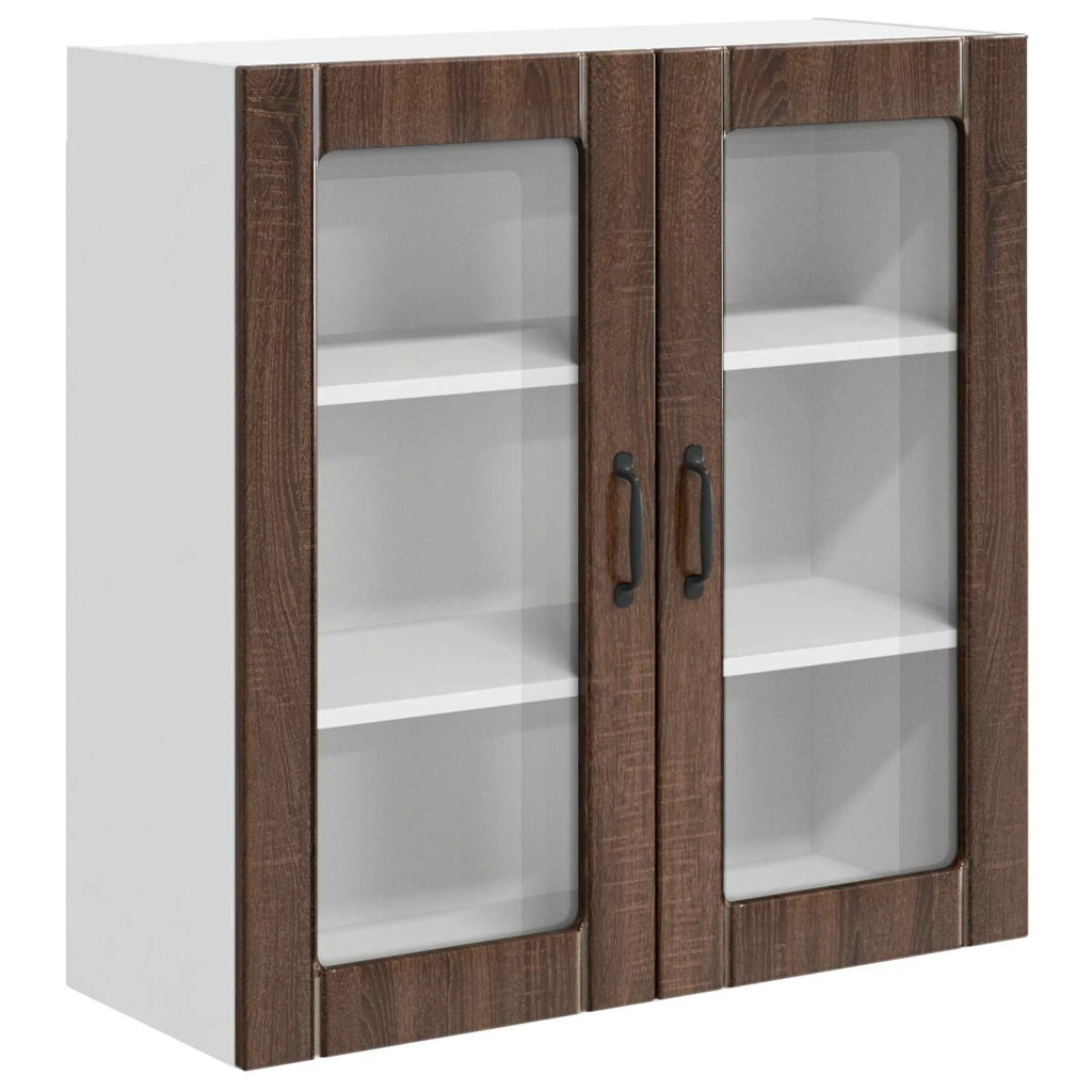 Pensile da cucina | Mobile in vetro da parete LUCCA Rovere Marrone 80 x 31 x 80 cm