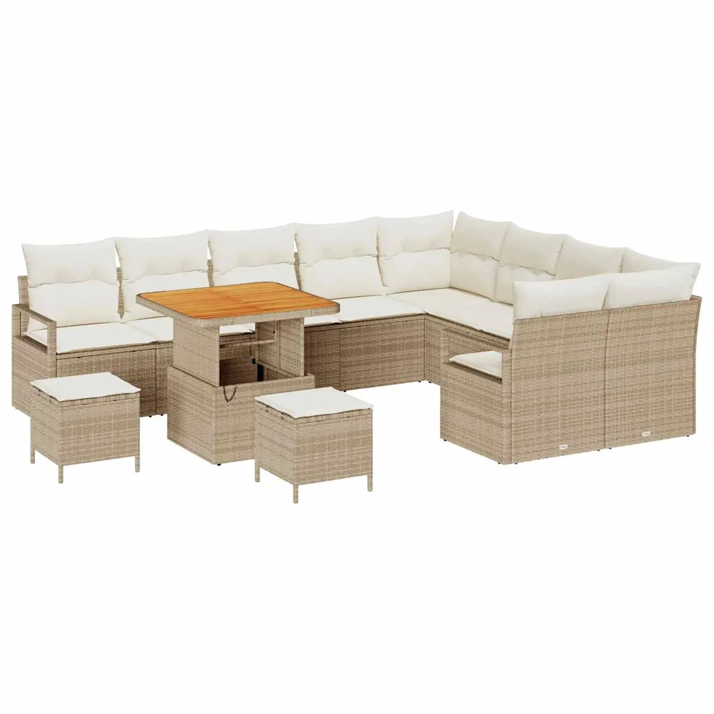 Set Divano da Giardino con cuscino 12 pcs Beige e Crema
