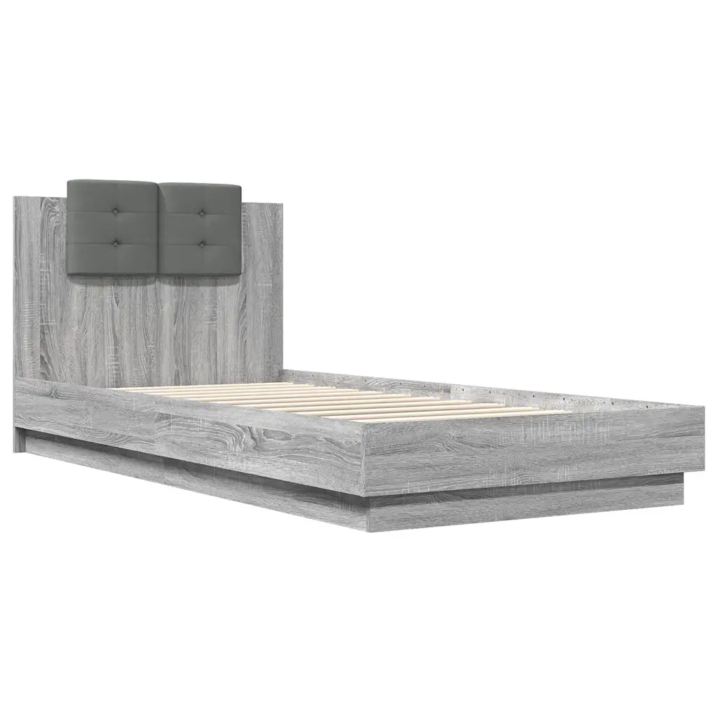 Giroletto con Testiera-Struttura Letto con testiera Grigio Sonoma 90x200cm Legno Multistrato 694178
