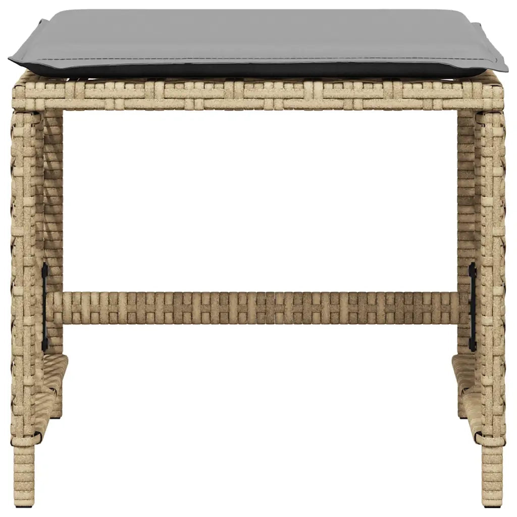 Sgabelli Giardino Cuscini 4 pz Beige Misto 41x41x36cm Polyrattan CFW4388390