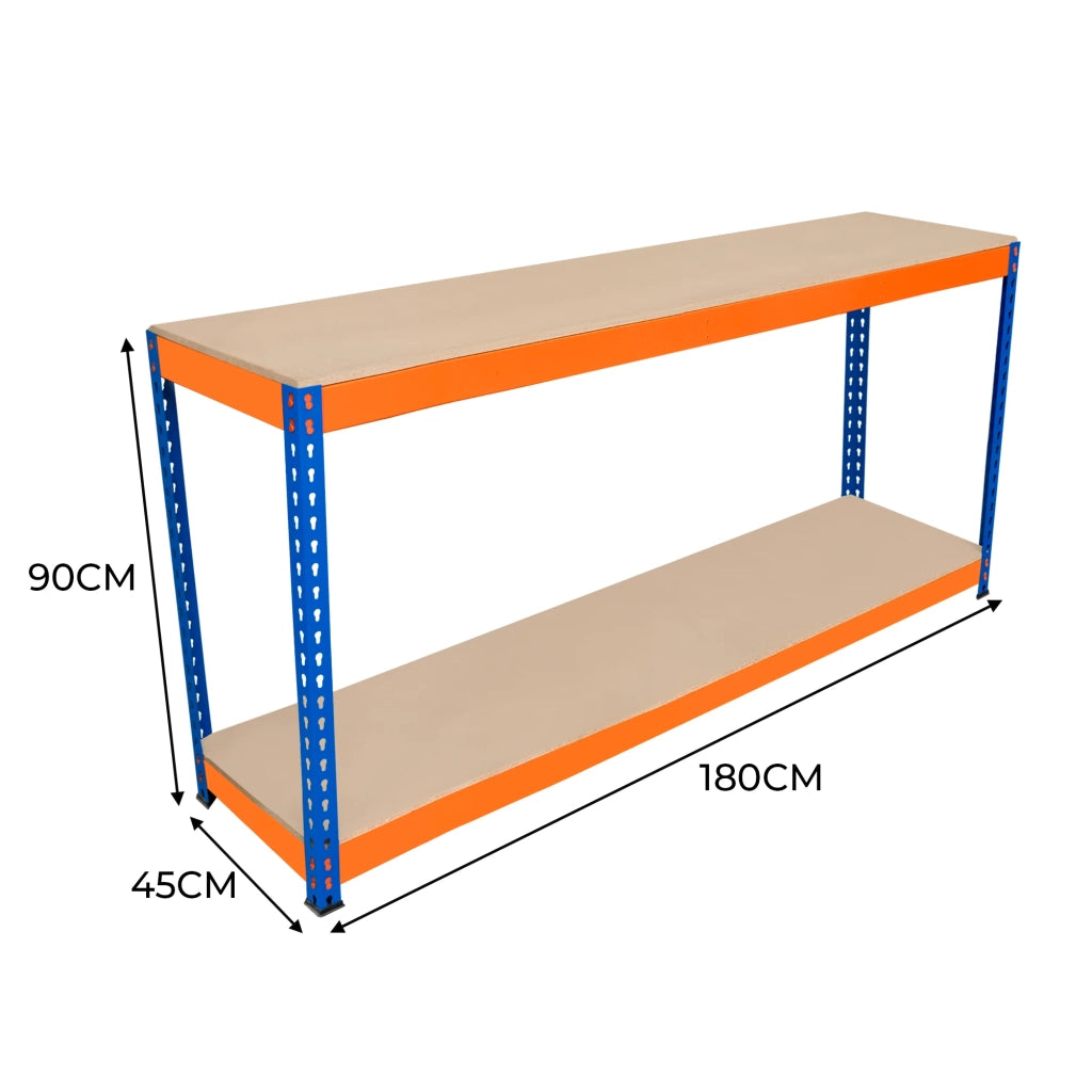Banco da Lavoro a 2 Ripiani S-Rax - Postazione di lavoro 300kg - 180x45x90cm