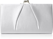 Borsa di Caricamento Classica in Satin, Clutch per Donne, Argento, 5,1 x 12 x 20,8 cm (B x H L)