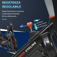Cyclette da Casa per Allenamento in Acciaio Nero, Cyclette Professionale da Seduti Capacità 120 kg con Supporto per Cellulare, Monitor LCD, Manubrio e Resistenza Regolabile, Volano 10kg